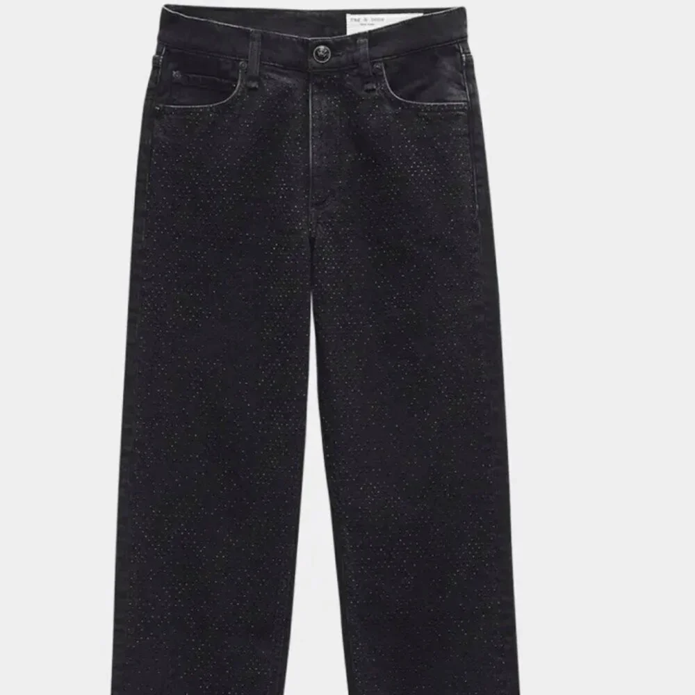 Rag & Bone Harlow Black Ankle Jeans Straight Leg Mid-Rise  Size 25 - Picture 2 of 12